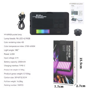 Mini Rechargeable M140 full-color RGB Camera Photography Fill light LED Portable Mobile Phone Selfie Live Broadcast Video Light