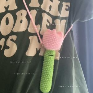 Túi Đựng Son Bằng Len Hoa Tulip - Túi handmade (Mẫu ko có sẵn ib shop chọn màu)