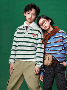 PUMA | New Retro Striped Mock Neck Pullover Childrens Sweater