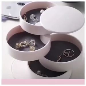 Jewelry Storage Box ABS 4 Layer Rotating Jewelry Tray Case  Jewelry Organizer Earring Holder