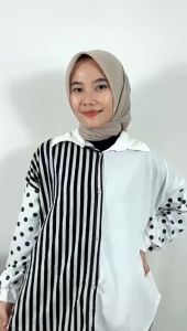 CARLINA RENATA KEMEJA BLOUSE ATASAN POLKADOT SALUR WANITA
