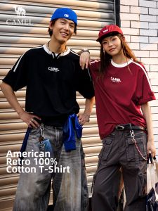 CAMEL | Heavyweight Pure Cotton Mens Summer Casual T-shirt
