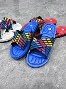 Classic Fashion Rainbow Slippers for Women Comfortable Lightweight Summer Home Use Flat Bottom Casual Style Floral Pattern