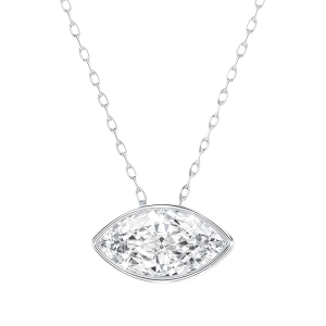 A High-Quality 925 Sterling Silver Pendant Necklace with a 2-Carat Marquise Moissanite Design Suitable for Both Men and Women.