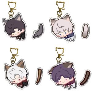 Love and Deep Space Rotating Keychain Xavier Rafayel Sylus Cosplay Key Chain Acrylic Pendant Fans Peripheral Gifts