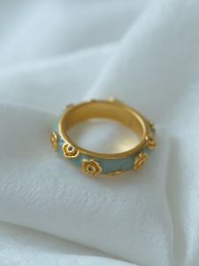 Elegant Retro Chinese Court Style Enamel Ring for Women Fashionable Minimalist Design Premium Feeling Alloy Silver Gold