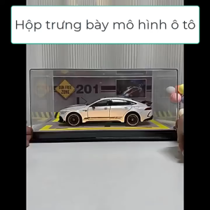 Hộp trưng bày mô hình ô tô có đèn LED bằng da nhân tạo và tấm Acrylic chống bụi tỷ lệ 1:18