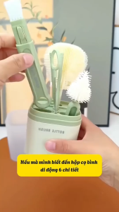 Hộp cọ bình sữa silicon KidsWorld gấp gọn tiện lợi 1 hộp với 6 chức năng dùng cho mọi loại bình