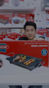 BẾP NƯỚNG ĐIỆN KHÔNG KHÓI SUNHOUSE SHD4607 - Phủ chống dính 2 lớp Bảo hành 12 tháng