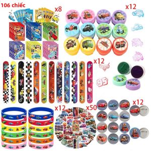 Bộ Đồ Dùng Tiệc Disney Cars - Bao Gồm Vòng Đeo Tay Nhãn Dán Móc Khóa & Tem Hình Lightning McQueen Dành Cho Túi Quà Lưu Niệm Của Trẻ Em