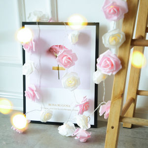 ookila Christmas Decorations Pink white rose lamp string LED Christmas Day Birthday Wedding Decorative Lamp String Nightlight