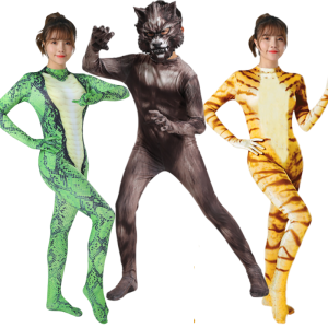 Cosplay Animal Women Jumpsuit Tiger Snake 3D Print Halloween Carnival Party Spandex Zentai Full Bodysuit Cosplay Costume Outfit