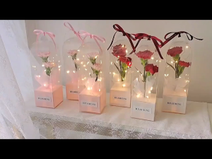 10Pcs Single Rose Flower Box Empty Bag Clear Flower Packing Boxes Flower Gift Boxes
