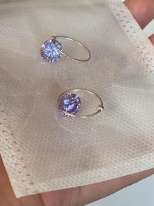 Korean Style Flash Purple Firework Zircon Earrings Simple Luxury High Aesthetic Value Plain Circle Face Slimming Ear Jewelry