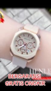 HENLEIN Jam Tangan Wanita Original Bergaransi Korea Style Kasual Tali Silikon HW-6002 Peach