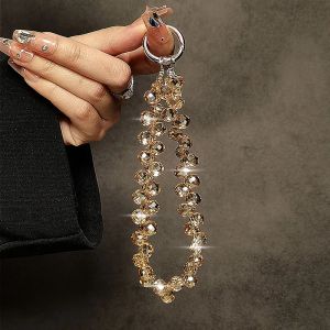 Luxurious Crystal Beads Hand Chain Strap Lanyard with Card Phone Case Keychain Versatile Bag Trendy Accessories SIEWOLF