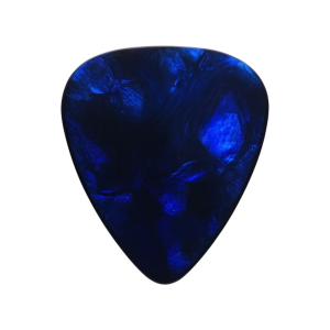 ปิ๊กกีตาร์ Celluloid สีน้ำเงินมุก | 10 ชิ้น | 0.46 / 0.71 / 1.0 มม. | เขียน-พิมพ์-เลเซอร์ได้