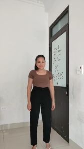 Quần Tây Nữ Lưng Cao Công Sở Quần Baggy Vải Không Co Giãn Đi Học Đi Làm