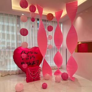 Wedding Room Layout Internet Hot Suit Living Room Bedroom Wave Origami Pink Lantern Morning Gowns Photography Background Wall Hanging Cloth