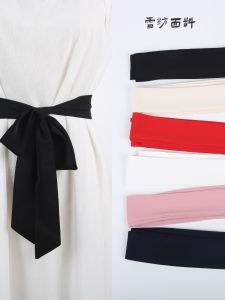 Pure Color Chiffon Fabric Belt Womens Simple Versatile Dress Decor Long Waist Seal Summer Scarf Soft Surface Butterfly Knot