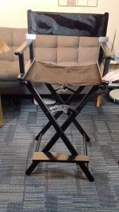 Director Chair / Makeup Artist Aluminium Black Frame with Black Canvas 110cm Lightweight Foldable Fully Assembled