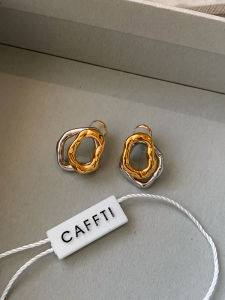 CAFFTI | High-end Luxury Irregular Shape Silver and Gold Earrings