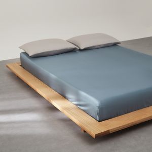 1 PC สีฟ้าแผ่นติดตั้งสําหรับ 1.2/1.5/1.8 MEucalyptus Lyocell ไม้ไผ่เส้นใย ที่นอนพร้อมแถบยืดหยุ่นSilky Breathable