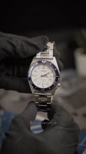 Jam Tangan Pria Casio Sporty MTD-135D-7A Blue Bezel White Dial Silver Stainless Steel Band