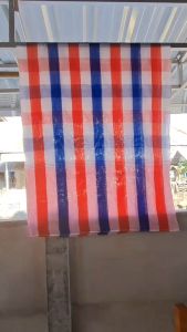 ผ้าขาวม้าลายตารางหมากรุกสีธงชาติ เย็บขอบสองรอบทั้งสี่ด้านผืนใหญ่พิเศษขนาด 90x150 ชม. ผ้าฝ้ายเนื้อดี สีไม่ตก ซักง่าย แห้งไว