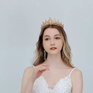 Bridal Tiara Baroque Crown Rhinestone Children Kids Princess Crown Birthday Party Wedding Prom Events Gift Hair Accessories