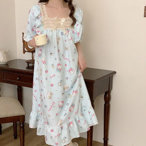 MONLEYTA | Đồ ngủ tay ngắn mùa hè cho bé gái dễ thương hoạt hình KT Mèo Áo ngủ mùa xuân thu mặc nhà mỏng