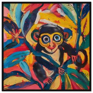 Tranh con khỉ phong thủy cầu may mắn chất liệu sơn dầu. Tranh treo tường dán tường trang trí nội thất.CGI-1150