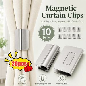 20pcs/10pairs Drill-free Magnetic Curtain Light Blocking Clips Reusable Metal Curtain Gap Sealer Adjustable Blackout Curtain Magnetic Blackout Curtain Clip - No-Drill No-Sew Magnetic Closure for Window Drapes Adjustable Light Blocker for Home Dormitory