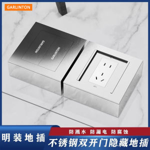 Ổ Cắm Sàn Bằng Thép Không Gỉ Hai Cửa Siêu Mỏng Chống Thấm Nước Có Ổ Cắm HDMI Tiêu Chuẩn Cat6 Cho Hệ Thống Mạng