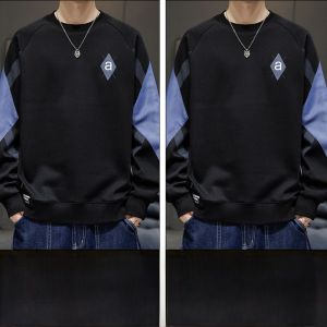 ROMON | Loose Fit Round Neck Long Sleeve Mens Sweatshirt Romon Casual Printed T-Shirt Fashionable Urban Style Autumn Season Top