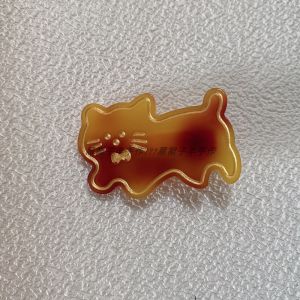 Adorable Cat Design Gold Embellished Tortoiseshell Duckbill Hair Clip Side Part Girls Hair Accessories Fashionable Hairpins