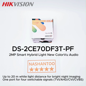 HIKVISION DS-2CE70DF3T-PF ColorVU 2MP 4In1 Indoor Fixed Dome/Turret Analog CCTV Camera Colored Night Vision 20m Supplement Warm Light CCTV Camera for House 70DF3T NASHANTOO