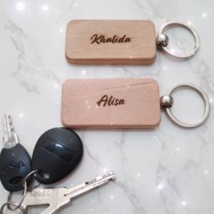 Engraved Wood Keychain Key Ring Customized