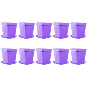 10PCS/Set Candy Color 7cm Square Mini Flowerpot with Tray Office Desktop Plant Grow Container Succulent Pot Garden Nurseries ZYF