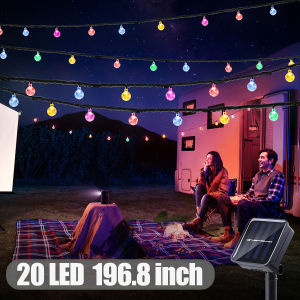 14 Meters Solar String light Outdoor Waterproof 120 LED Christmas Crystal ball for Patio bulb Lights With Solar Panel Original Flash Fairy Garden Party Camping Garland Lamp Porch Wedding Party Decoration lamp