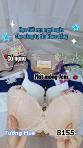 Áo Lót Nữ annie 8155 Ren Cúp B Có gọng Mút Mỏng 1cm Bản Lưng Lớn 3 Móc Cài