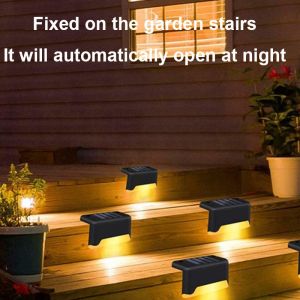 4 PCS LED Solar Step Lights IP65 Outdoor Waterproof Smart Light-Control Sensor Light Garden Pathway Yard Patio Stairs Steps Fence Lamps
