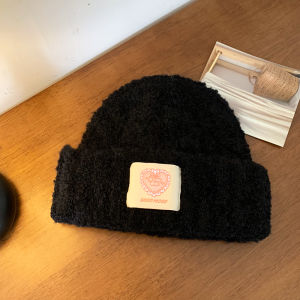 Japanese Style Knitting Woolen Cap Beanie Hat Womens Autumn and Winter Loose Big Head Circumference Makes Face Look Smaller Heattech Cold Protection Earflaps Head-Wrapping Hat