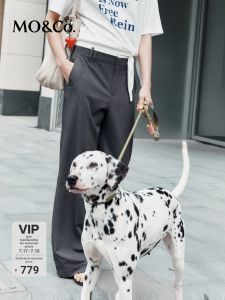 MO&Co. | Straight Full-length High-waisted Color-blocked Trousers
