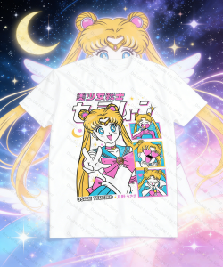 Bandai | Summer New Sailor Moon Series T-shirts Family Version Adult Soft Loose Plus-size Short Sleeves Mens Shirts Woman YK2 t-shirts