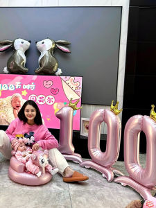 Baloon Tròn in Số Fête 100 Ngày Bé Quà Tặng Trang Trí Nhà Đồ Thủ Công Mới Trẻ Em Hình Thức Của Một Mảnh Khắc Phục