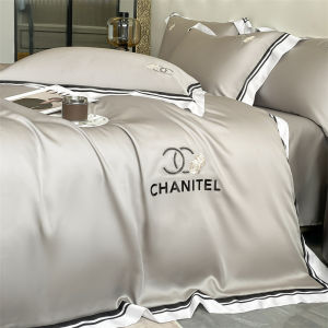 Tencel Four-Piece Set Fitted Sheet Classy Silky Sleep Naked Summer Cool Feeling Single Double Quilt Cover For Home Dormitory Three-Piece Set