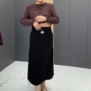 Early Autumn plus Size Mid-Length A-Line Skirt with Back Slit Pockets Elastic Waist Slimming Womens Fashion Casual Skirt