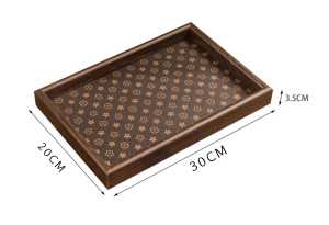 Vintage Luxe Walnut Wood Tea Tray