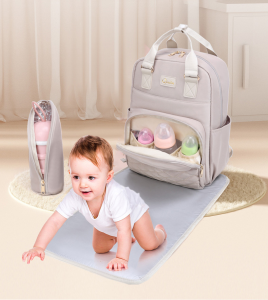 EmmAmy® Large-capacity Mommy Bag Women Backpack Diaper Bag with diaper pad and independent bottle thermal insulation pocket